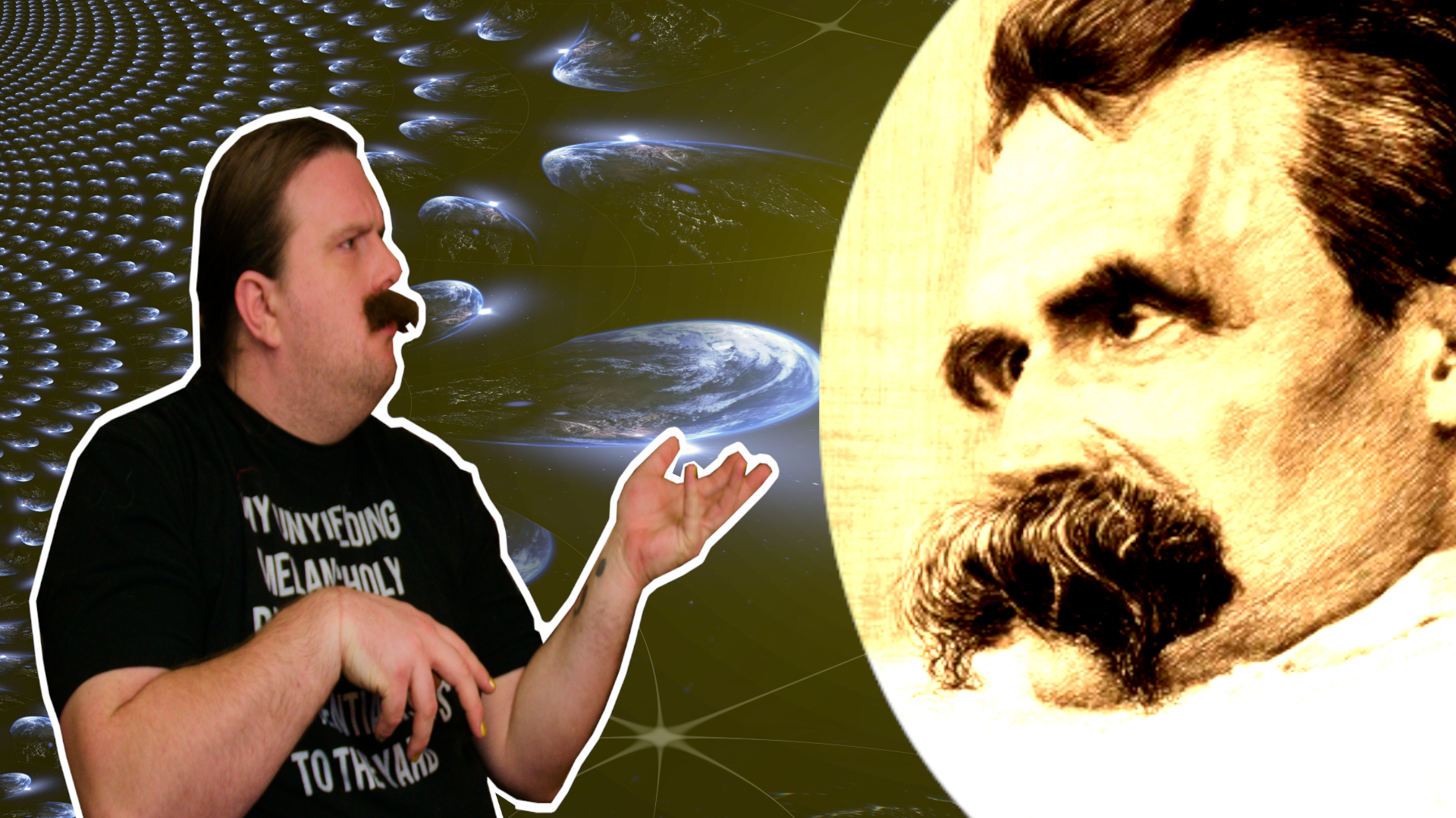 Myself on the Left motioning to Nietzsche on right